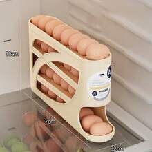 1pc Automatic Rotating Refrigerator Egg Dispenser Organizer Rack, 4-Tier Space Saving Egg Tray Holder, Holds 28 Eggs, Durable Plastic Egg Storage Rack For Fridge, Countertop, Cabinet - Multicolor - View 15
