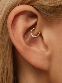 1 Stück 925 Sterling Silber klassische Doppel-Diamant-Creolen Knorpel-Piercing Ohrringe Ohrclips winzige Creolen für Frauen Alltag Hochzeit Party Verlobung Jahrestag Valentinstag - Gold - Übersicht 3