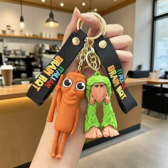 1 pieza Llavero de silicona con colgante de la serie "Tung Tung Tung Sahur" de madera con figura humana, serie italiana "Brainrot", para hombres, mujeres, fans de películas, soporte para llaves, regalo para amigos, regalos festivos, accesorios de ropa, regalo simple y elegante para fans y coleccionistas