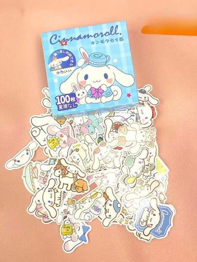 100张/盒 什锦卡通动画系列贴纸，随机包装，防水贴纸，可用于DIY装饰杯子、电脑、行李箱、滑板、吉他、冰箱、头盔等。