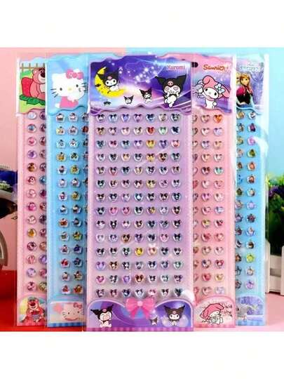 新款儿童钻石贴纸，7色丙烯贴纸画，幼儿园女孩奖励贴纸，创意自由式贴纸