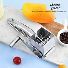 Rallador de queso de acero inoxidable - Rallador de queso rotativo manual con cuchillas reemplazables, herramienta de cocina de metal duradera, preparación fácil de queso para uso doméstico y de restaurante, rallador de queso - Multicolor - Ver 4