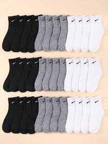 20双装儿童/青少年中筒袜，儿童船袜，透气柔软运动袜，适合日常穿着，男女通用，1-16岁，畅销款 - 彩色 - 查看 1