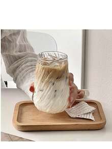 1pc Minimalist High-End Style 400ml Transparent Swirl Textured Glass Cup, Borosilicate Material, Heat-Resistant, Easy To Clean, Suitable For Home Drinking/Office Afternoon Tea/Home Bar/Outdoor Picnic, Fashionable Creative Appearance, Cold Drink Coffee Cup, Valentine's Day, Mother's Day, Father's Day Gift, Drinkware - Multicolor - View 11