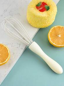 Handheld Silicone Whisk, Kitchen Tool, Soft Handle Stainless Steel Wire, Non-Scratch Cookware, Mixer, Egg Beater, Butter & Flour Whisk, White