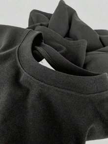 Men's Heavyweight 190gsm T-Shirt With "Hood Rich" Graphic Print - Stretch Fabric Crew Neck Short Sleeve Casual & Athletic Tee For Gym, Outdoor Sports, Casual Attire - All-Season Comfort Fit Black Shirt (200g Heavyweight) - 黑色 - 查看 5