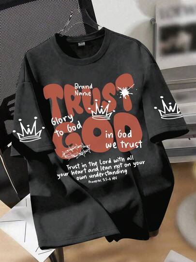 1 Piece Vintage Unique Teen T-Shirt For Boys, Crown Graphic Top, Spring & Summer Casual Outdoor Wear