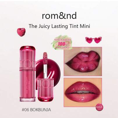 Rom&nd Romand THE JUICY LASTING TINT MINI, Moisturizing And Glossy Texture, Hydrating And Nourishing, Lightweight And Comfortable, Long-Lasting Color, Mini Travel Size, Great Gift, Korean Cosmetics
