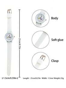 1块白色简约石英表，耐用TPU表带，适合日常装饰
