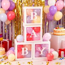 8pcs, BabyLetters Paper Transparent Box, Happy Birthday Decoration Balloon Box, BabyShower Decoration One Year Frist One 1st Birthday Birthday Party (Excluding Balloons)BabyShower Family Decorations Gifts - 白色 - 查看 6