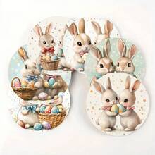 4pcs/6pcs/300pcs Easter Cute Rabbit Pattern Diatom Mud Coasters Are Suitable For Home Decoration, Coffee Shops, Afternoon Tea, Restaurant Decoration, Theme Parties, Daily Decoration, And Can Also Be Given As Gifts