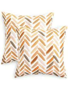 2pcs Decorative Pillow Covers, Abstract Brush Stroke & Arrow Pattern, Suitable For Sofa, Bed, Farmhouse Decor, Orange, Single-Sided Design, Pillow Insert Not Included - Orange - View 9