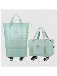 1PC Waterproof Large-Capacity Folding Air Check-In Bag Travel Bag Large-Capacity Luggage Bag Women's Storage Bag Outgoing Handbag With Wheels Universal Wheel Folding Expansion Luggage Bag Air Check-In Bag Overseas Study Moving Travel Bag Bag For School School Accessories School - 綠色 - 查看 5