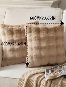 1件装饰性仿兔毛抱枕套（不含填充物），现代法兰绒毛绒抱枕套，拉链封口，适用于家居、沙发、客厅 - 彩色 - 查看 16