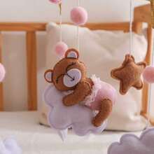 Nordic Style Handmade Felt Pink Bear Baby Crib Bell, Infant Sleep Soothing Wind Chime