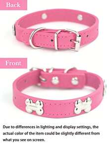 Valentine's Day Pink Large Dog Collar With Detachable Bell - Adjustable, Soft & Comfortable, Fits Neck Circumference 14-18 Inches - Multicolor - View 3