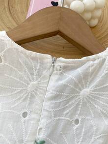 Girls' Casual Sleeveless Dress, Korean Style Embroidered Floral Princess Dress, Minimalist Tank Dress, Summer - White - View 6