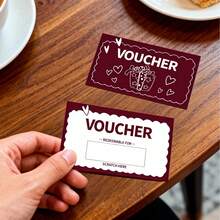 50张心形刮刮卡优惠券，惊喜，彩票，游戏，生日，节日礼品卡，涂层纸材质 - 紅木色 - 查看 5