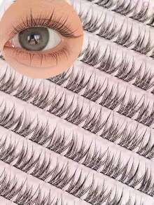 120pcs Self-Adhesive False Eyelashes, Natural Makeup Effect, Pre-Coated Glue, 10-12mm Length, DIY Eyelash Extension Kit With Tweezers, No Glue Needed, Suitable For Daily Use, Korean/Japanese Beauty Tools - C - View 1