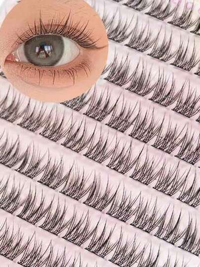 120pcs Self-Adhesive False Eyelashes, Natural Makeup Effect, Pre-Coated Glue, 10-12mm Length, DIY Eyelash Extension Kit With Tweezers, No Glue Needed, Suitable For Daily Use, Korean/Japanese Beauty Tools