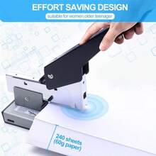 XISH Tyenaza Grapadora Resistente Grapadora de Largo Alcance 210 Hojas de Alta Capacidad con 100 Grapas Profundidad de Grapado Ajustable 7-65 mm Material de Aleación para Industrial Oficina Hogar - como en la foto - Ver 5