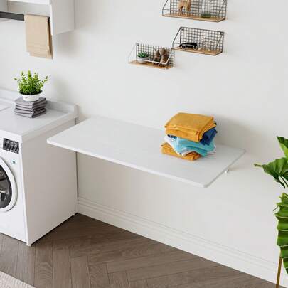 Laundry Room Folding Table Wall Mounted Folding Table For Small Spaces,Fold Down Desk,Workbench,Addition To Garage & Shed/Home Office/Laundry Room/Home Bar/Kitchen & Dining Room,45*22*6.5 Inches.