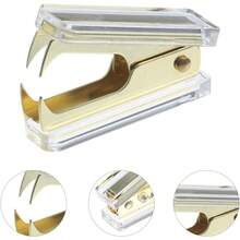 XISH Uonlytech Quitagrapas de Alta Resistencia Sacagrapas Transparente de Escritorio Extractor Grapas Multiusos Diseño Ergonómico para Oficina y Escuela - Dorado - Ver 7