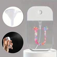 Card Spray Perfume Bottle With Funnel Travel Moisturizing Sprayer Pocket-Sized Portable Perfume Atomizer With Keychain Silicone Funnel Hand Sanitizer Storage Box Suitable For Carrying Outside Refillable Empty Box Initial Name 26 Letters Pattern