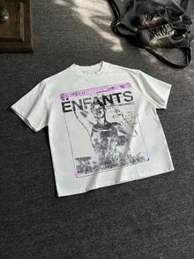 男士新款时尚嘻哈印花T恤 - 白色 - 查看 1