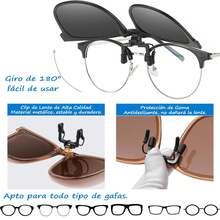 Gafas con Clip, Lentes de Sol Plegables UV Protection con Caja, para Anteojos Graduados, Sin Marco Unisex para Conducir y Deportes al Aire Libre - Marrón - Ver 2