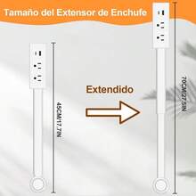 toma de corrienteExtensor de Toma Corriente con USB-C USB-A y 2 Salidas AC Reeta Multicontacto Escritorio Extensible 45 70 cm Gira 180° Outlet Extender para Sofá y Escritorio - Blanco A - Ver 4