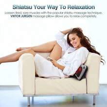 Espalda y Cuello Masajeador Eléctrico Portátil con Calor Shiatsu, 4 Nodos Profundos, 2 Velocidades Ajustables para Casa, Oficina y Coche - GRIS - Ver 5