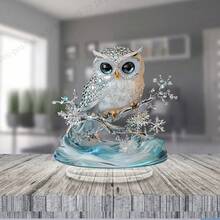 2D Plano, Decoração de Mesa Acrílica de Coruja Chique Boêmia - Ideal para Casa, Escritório ou Exibição em Café, Presente Perfeito para Quarto, Sala de Estar - Multicolorido - Visão 6