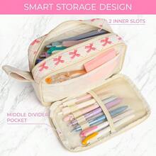 Bolsa A Lpiz, Organizador De Cajas De Lpiz, Bolsa Organizadora De Papelera Cosmtica Con Cremallera Y Almacenamiento De Compartimentos Para Viajes, Aula, 21.5x13.5x8.9 - hacer - Ver 4