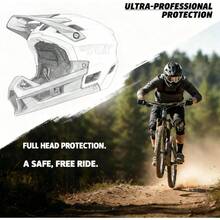 BMX HelmetBATFOX - Casco de bicicleta de montaña de cara completa para hombres y mujeres y adultos casco Downhill DH BMX MTB - Blanco - Ver 2