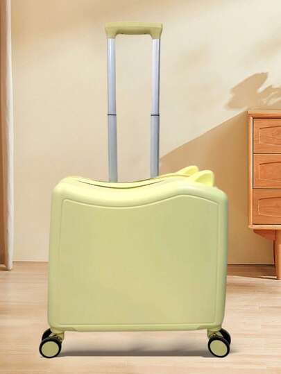 18-Inch Solid Color Handheld Luggage With Cat Ears, Large Capacity And Lightweight, Unisex