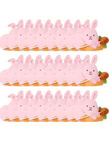 50张复活节棒棒糖包装纸、棒棒糖托、兔子糖果装饰卡、兔子棒棒糖卡、DIY可爱粉色兔子糖果卡、卡通兔子礼品卡、兔子糖霜装饰卡、派对节日装饰品 - 彩色 - 查看 2