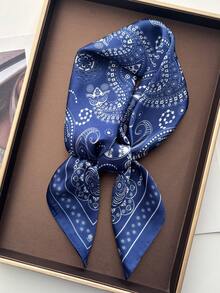 1 pièce Nouveau foulard en style coréen bohème pour femmes, imprimé de fleurs de cajou 65*65 en faux soie. Châle léger unisexe pour le printemps/automne, idéal pour la randonnée, les courses, les sorties et les fêtes