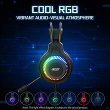 Acer The OHW303 Over-Ear Gaming Headset Offers Two Port Options: Dual 3.5mm And A Single USB Port. It Is Compatible With Laptops And Desktop Computers And Features A Combined Microphone And Microphone. - USB Single Plug Interface - View 2