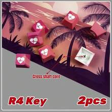 shsosk 2pcs Electrocardiogram R4 Keycaps, OEM Height, PBT Material, 5-Side Dye-Sublimation, Original Theme Keycaps, Couple Keycaps, Mechanical Keyboard Switches, Compatible With 61/64/68/75/84/87/96/98/104/108 Keys Alice Matrix And Other Series - Red - View 3