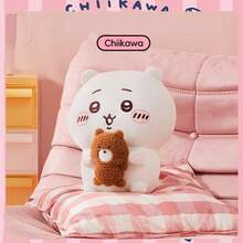 Miniso 1个道具风格毛绒娃娃 | 手持小熊配件 + 可爱刺绣表情，柔软蓬松面料，卧室装饰/沙发靠垫/治愈礼物 - 彩色 - 查看 3