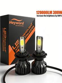 Heyword 2pcs LED Headlights, Compatible With H1, H4, H7, H11, 9005/HB3, 9006/HB4 Models, 30,000 Lumens Brightness, 300W Power, Can Be Used As Fog Lights. High And Low Beam Are Both White Bulbs, 6000K CSP Chip. Plug And Play, Easy Installation. - White - View 21