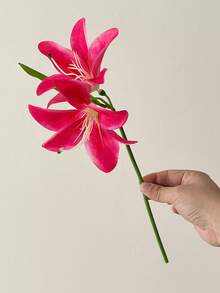 3支/6支仿真百合花，家居装饰，桌面摆件，插花，人造植物，塑料花，花园装饰，婚礼装饰，花束 - 彩色 - 查看 22