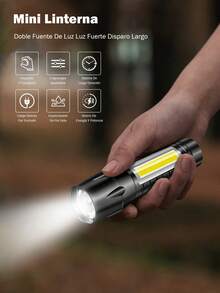 Linterna recargable de metal, alta luminosidad con zoom,  linterna impermeable de emergencia con zoom, linterna de metal portátil, reflector ligero para acampada, apagones, automóvil, iluminación al aire libre - 2pcs - Ver 7