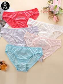 5 Pcs/Set Women's Briefs, Women's Underwear, With Letter Print, Skin-Friendly And Comfortable, Elastic And Non-Binding, Seamless Women's Pure Cotton Antibacterial Crotch, High Elasticity, Skin-Friendly. - Nhiều màu - Xem 1