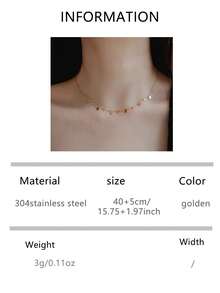 1 件不锈钢镀金水滴流苏项链，女士锆石超闪亮锁骨链