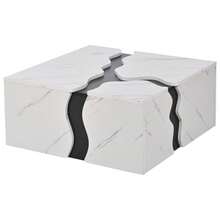 Living Room Coffee Table, 70 X 70 X 31 Cm, Cube-Shaped Geometric Design, Side Table With Drawer, Table With Marble Veneer In A Unique Shape, Coffee Table, Storage Table, Game Table - White - View 11