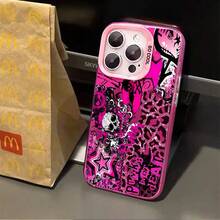 1pcs Punk Skull Leopard Print Phone Case Compatible With Apple Phone 17 15 11 12 14 13 16ProMax X 7plus 8plus Xs Max XS Antidrop Phone Case Silicone Vintage Funky Personality Cute Fashion Can Be Given To Friends You Can Give It To Yourself - 粉色 - 查看 3