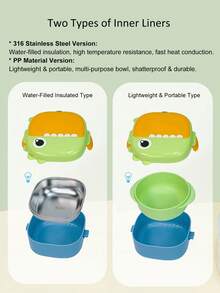 KUNT 1套/4件套恐龙宝宝造型PP餐具套装，带加热功能、内置剪刀和勺子 - 彩色 - 查看 8