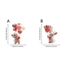 1张情人节窗贴，乙烯基静电贴纸，可爱猫咪和心形气球图案，可移除且易于粘贴，家居窗户玻璃装饰 - 彩色 - 查看 11